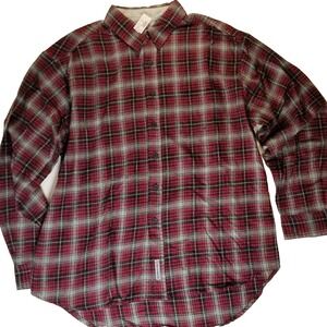 VTG Anchor Blue Flannel Shirt Mens M Red Buffalo Plaid Y2K 90 Grunge Skater Work